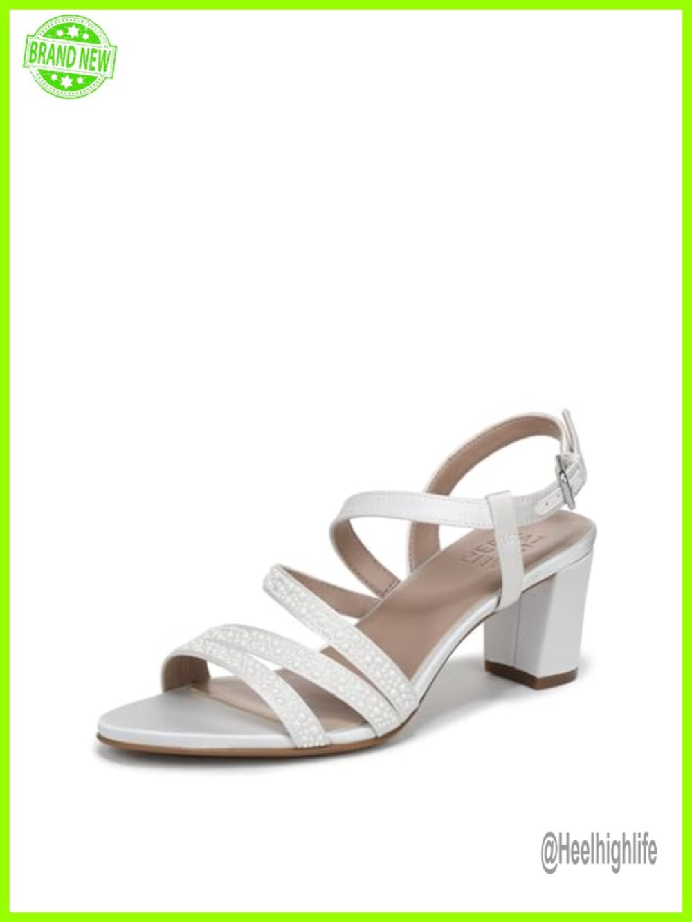 Pearl Strappy Block Heel Dress Sandals Adjustable Buckle Comfort